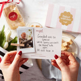 A handwritten gift card sending love, delivered with an Angel Delivery care package.